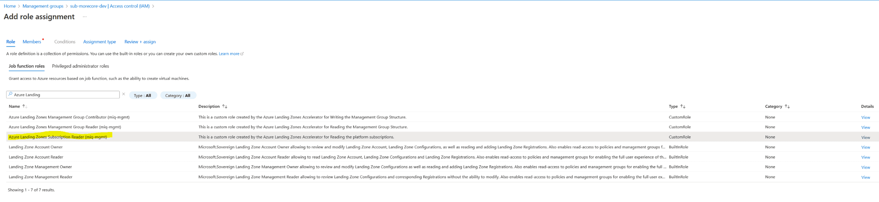 Subscription Role Selection