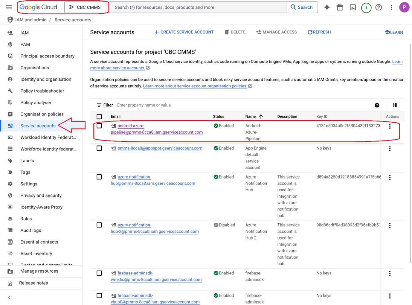 Google Play Service Account