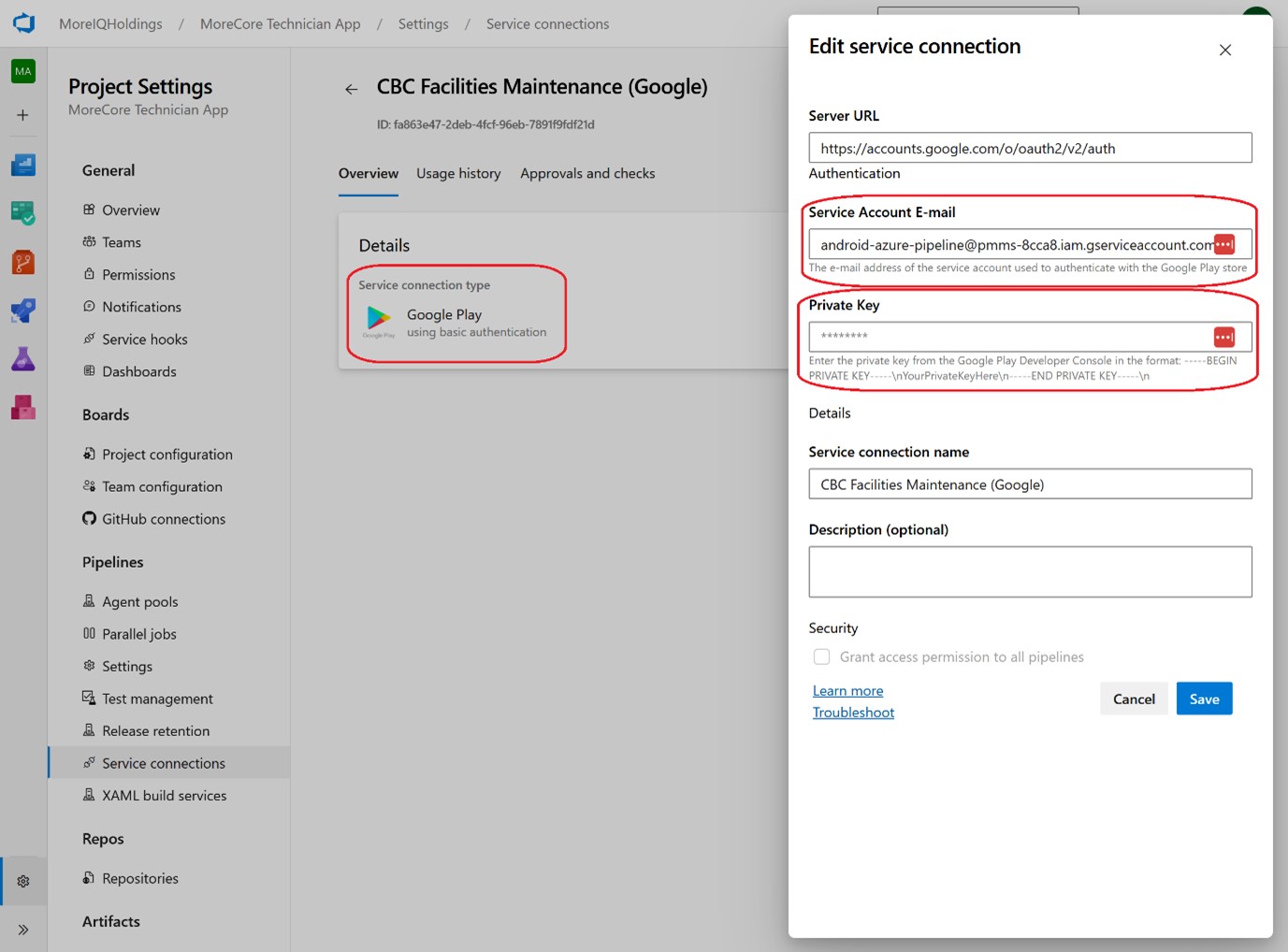 Google Service Connection