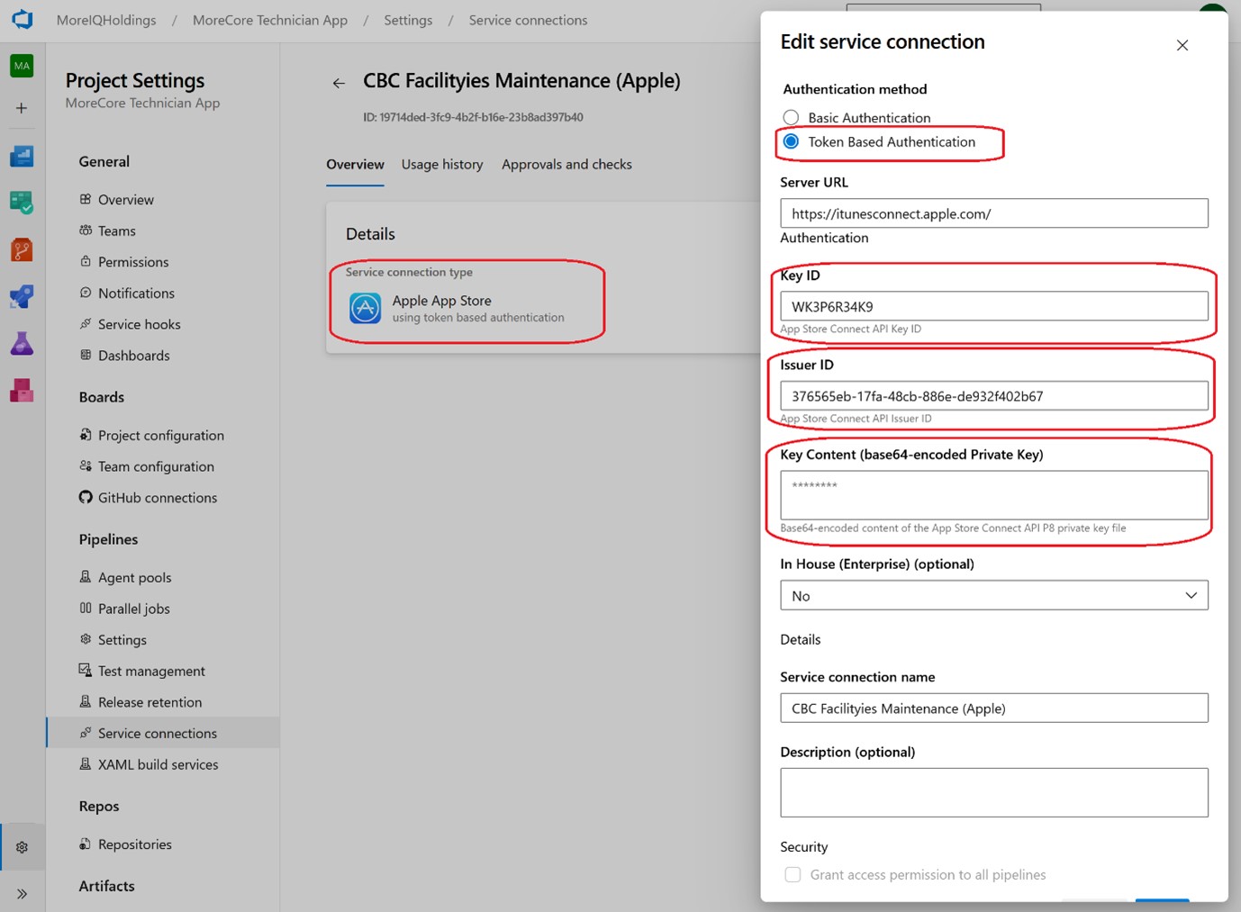 App Store Service Connection